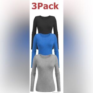 Encolax 3Pack Ribbed Shirts Crewneck Fitted Tops Black/White/Green M NWT IN PKG